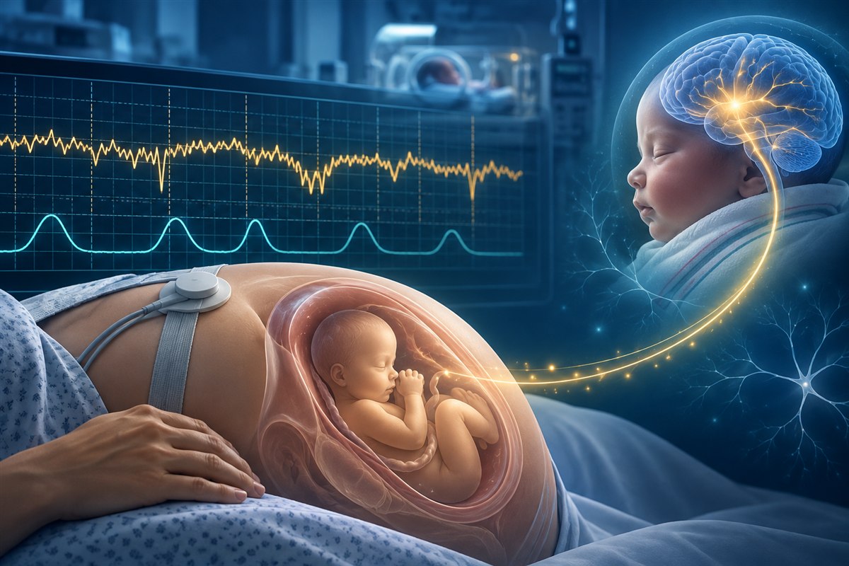 Fetal heart rate monitoring and neonatal brain-health illustration